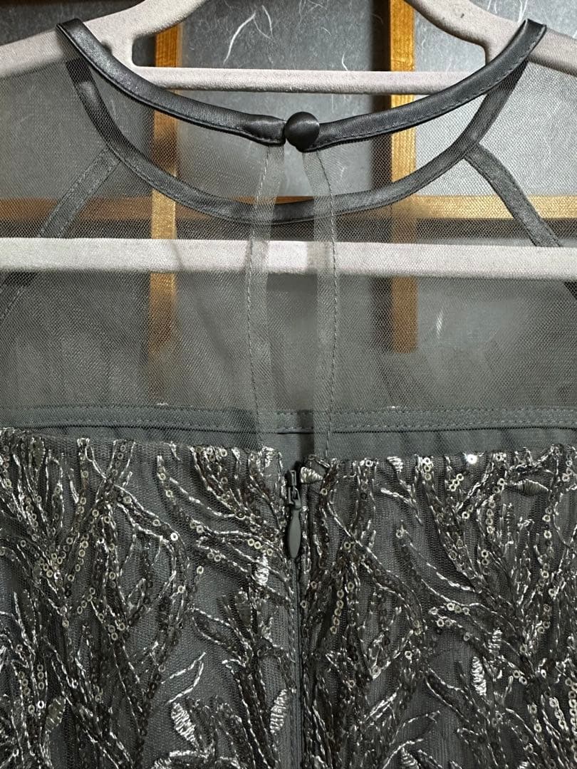 leja チュールフラワースパンコールIラインワンピースドレス