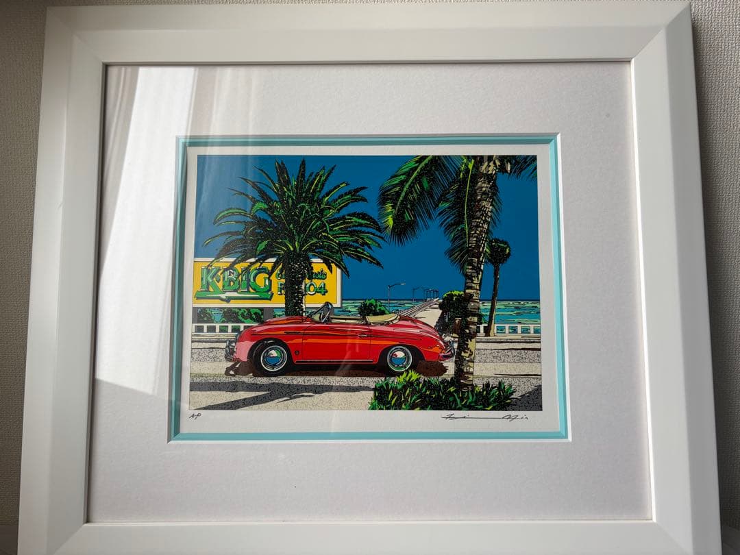 鈴木英人　シルクスクリーン　南カリフォルニアの休日　サイン入り