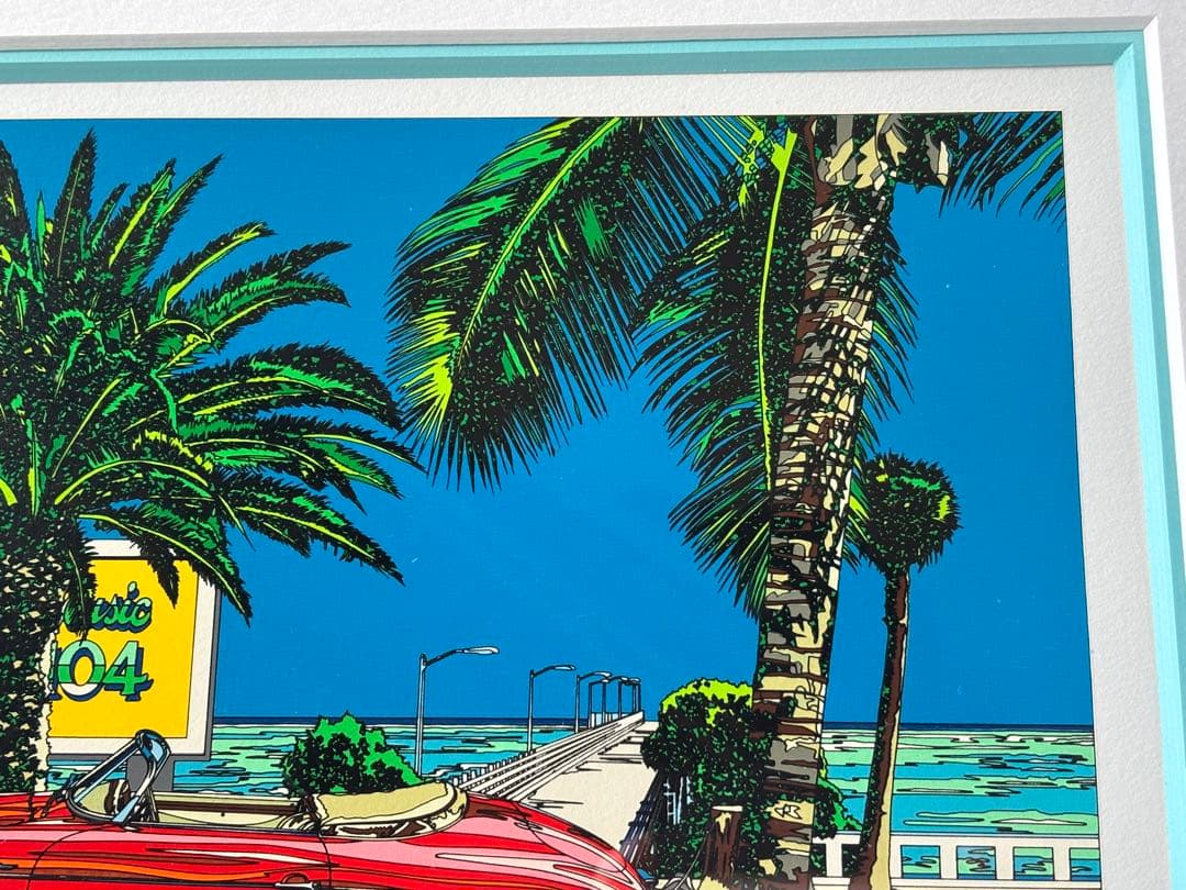 鈴木英人　シルクスクリーン　南カリフォルニアの休日　サイン入り