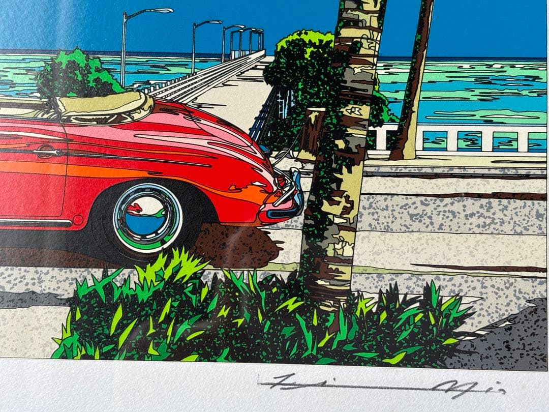 鈴木英人　シルクスクリーン　南カリフォルニアの休日　サイン入り