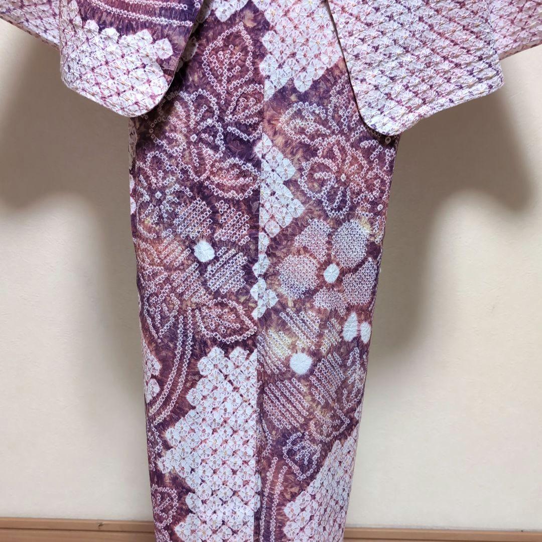 専用 新品 単衣 有松鳴海絞り 付下げ 広衿 夏着物 浴衣 蜘蛛絞り 三浦絞り