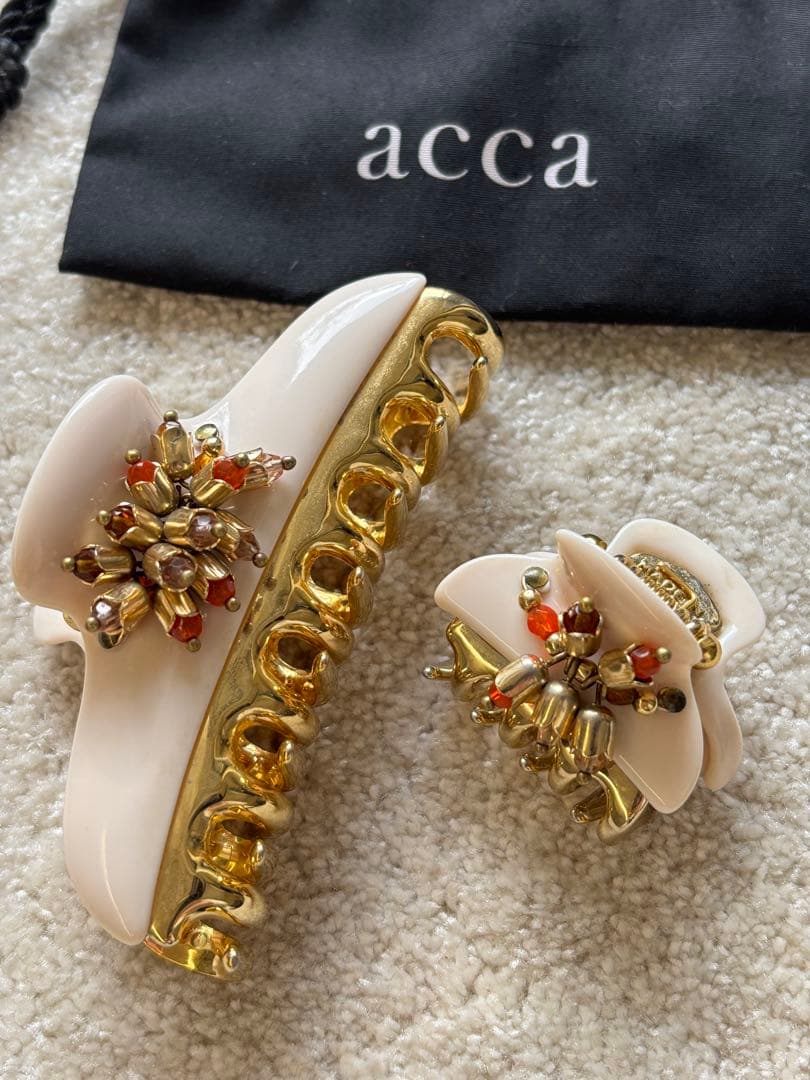 春限定　acca ヘアクリップ 2個セット　大小 薄ピンク