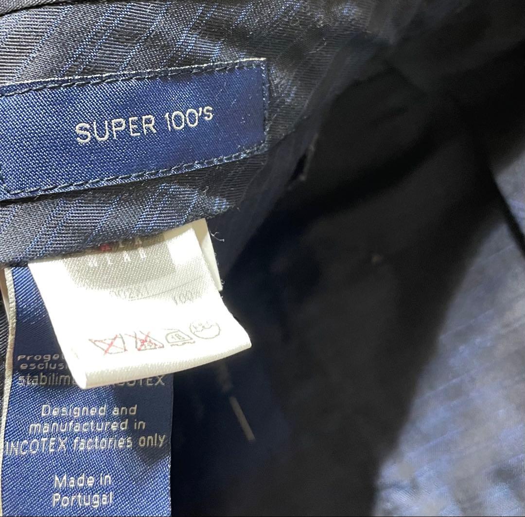 極美品インコテックス　ウールスラックス　1プリーツ　スーパー100s ストライプ