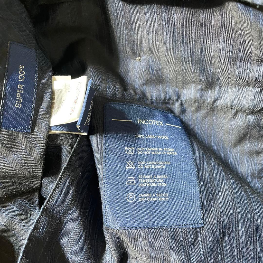 極美品インコテックス　ウールスラックス　1プリーツ　スーパー100s ストライプ