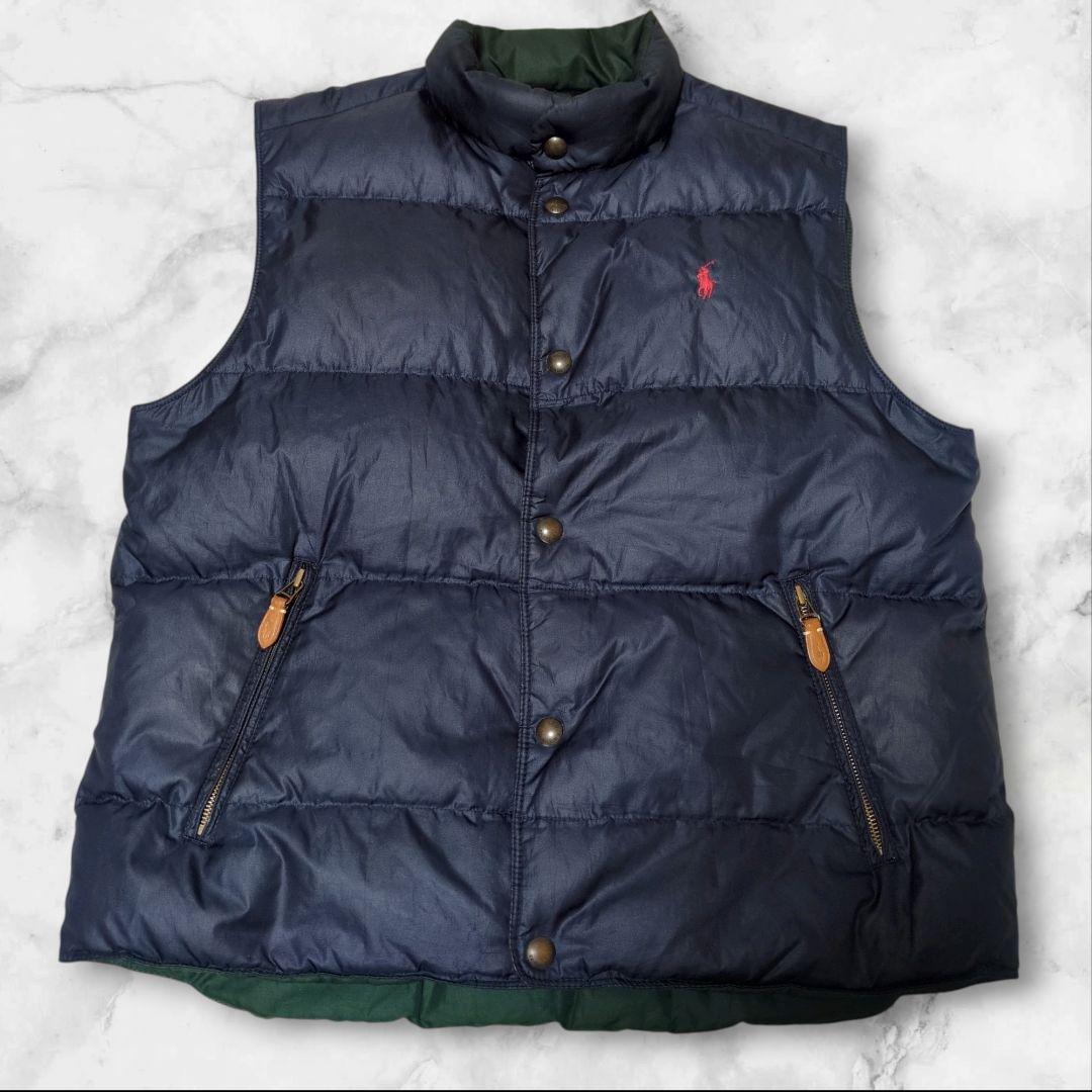 ラルフローレン リバーシブル ダウンベスト ポニー刺繍 2way ダウン80%