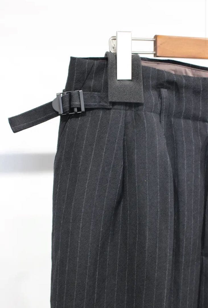 パンツ ANCELLM STRIPE WOOL WIDE SLACKS