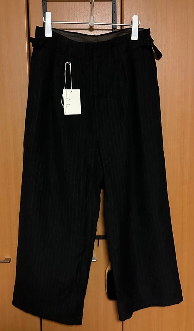 パンツ ANCELLM STRIPE WOOL WIDE SLACKS