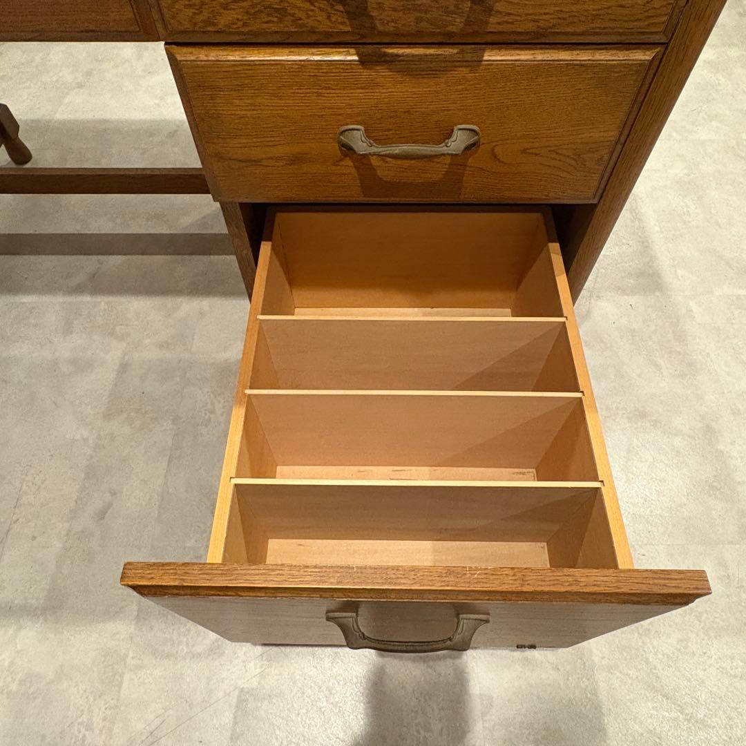 浜本工芸 片袖机 ナラ材 クラシック 書斎机 学習机 パソコンデスク オーク材