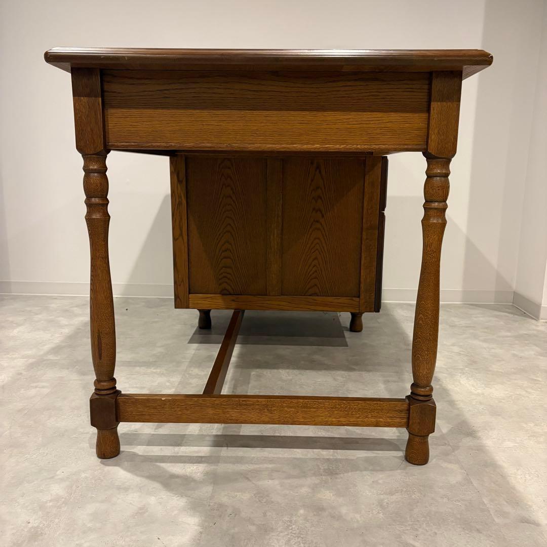 浜本工芸 片袖机 ナラ材 クラシック 書斎机 学習机 パソコンデスク オーク材