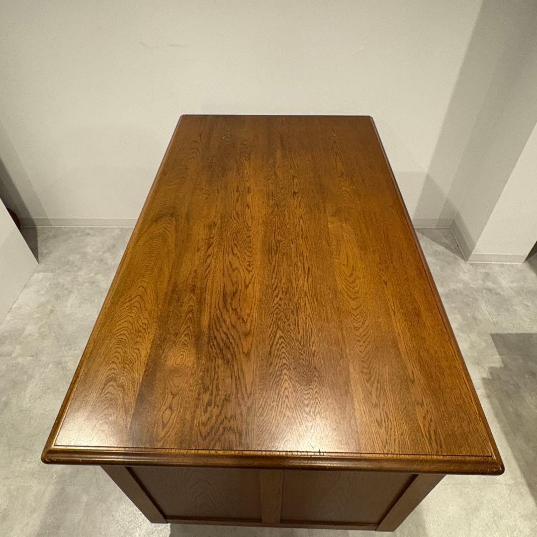 浜本工芸 片袖机 ナラ材 クラシック 書斎机 学習机 パソコンデスク オーク材