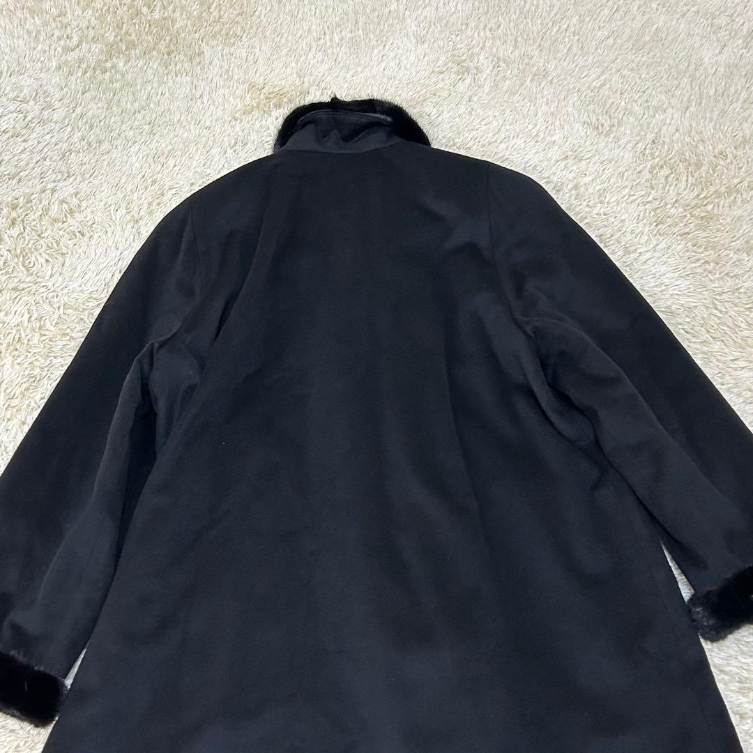 ピエールバルマン カシミヤ100% ミンクファー ロングコート 毛皮 11号