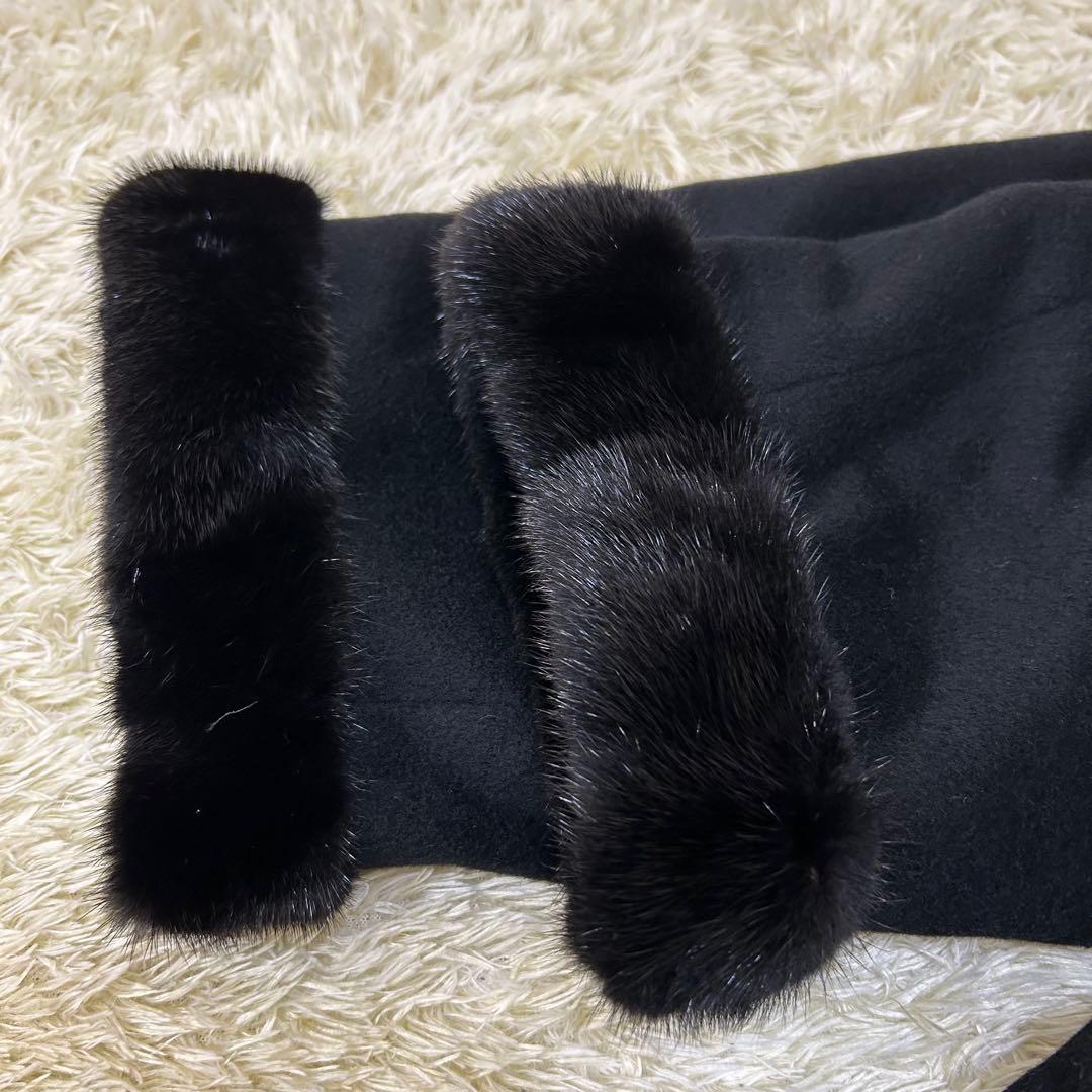 ピエールバルマン カシミヤ100% ミンクファー ロングコート 毛皮 11号