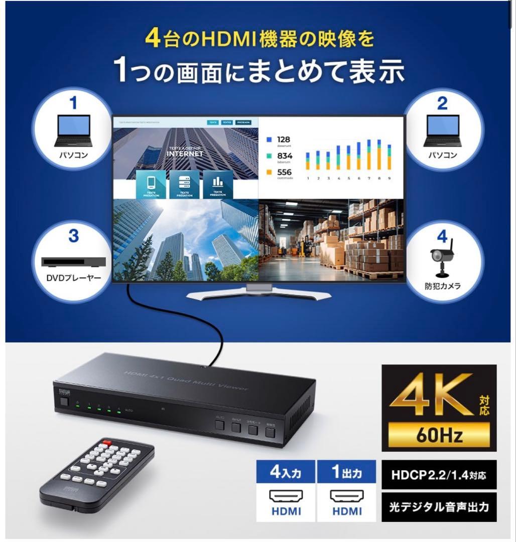 新品未開封 サンワサプライHDMI画面分割切替器　SW-PHD41MTV 1台