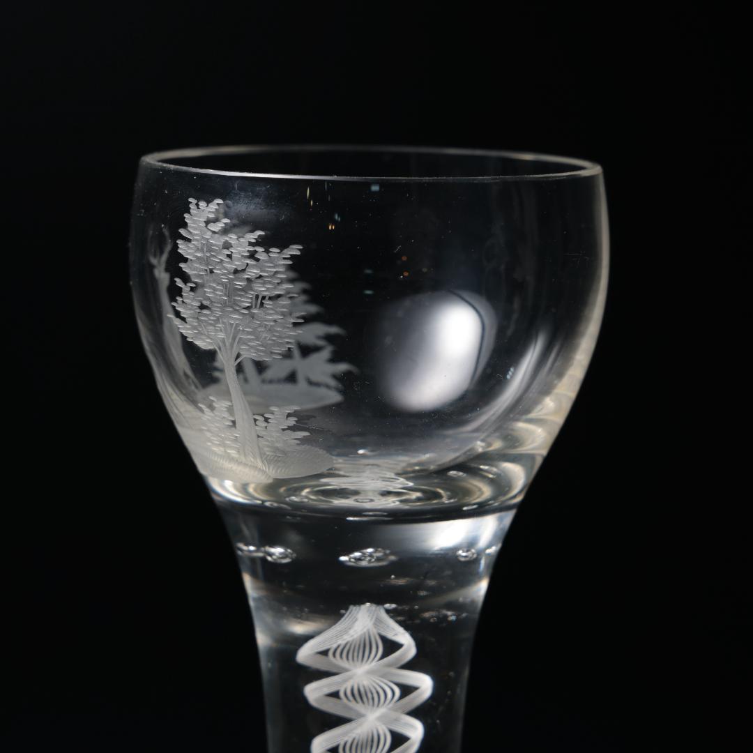 アンティークグラス　ベネチア　ツイストステムゴブレット　トナカイ　R1334ダI