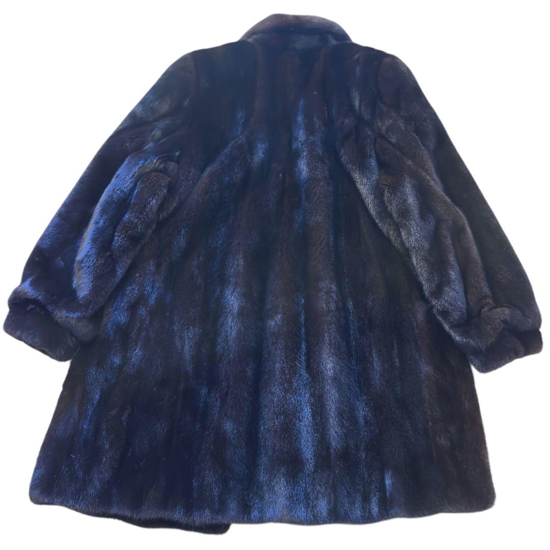 毛並み◎ブラックグラマ ダークミンク ロングコート 大きいサイズ 本毛皮　ミンク