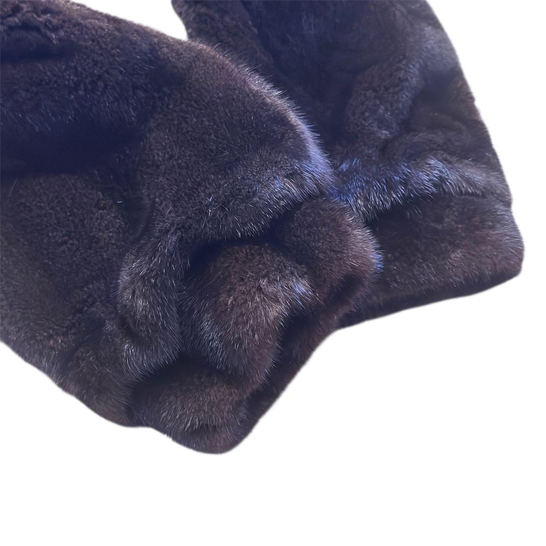 毛並み◎ブラックグラマ ダークミンク ロングコート 大きいサイズ 本毛皮　ミンク