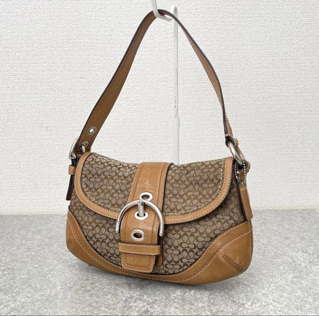 COACH ワンショルダーバッグ ミニシグネチ ヤーソーホーブラウン y2k