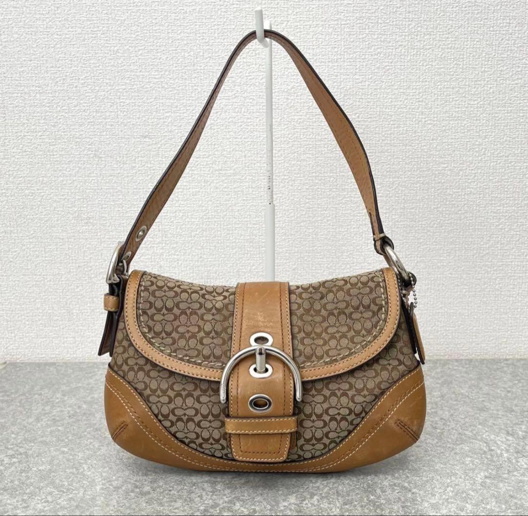 COACH ワンショルダーバッグ ミニシグネチ ヤーソーホーブラウン y2k