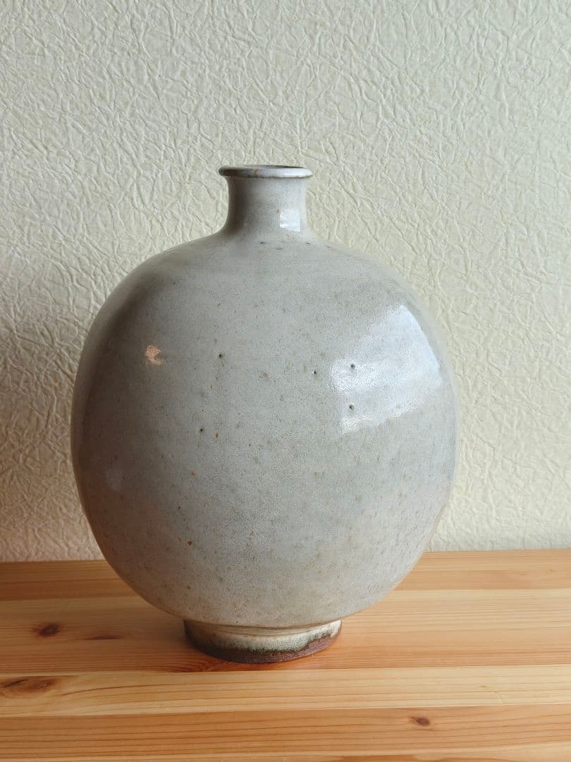 生田和孝 丹波焼 白釉扁壷 師：河合寛次郎 花瓶 花生