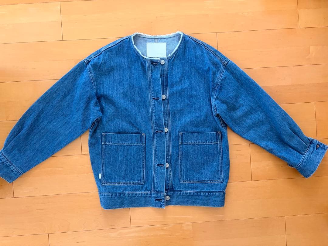【SHIPS any 】シップス エニィ美品 ノーカラー デニムジャケット F
