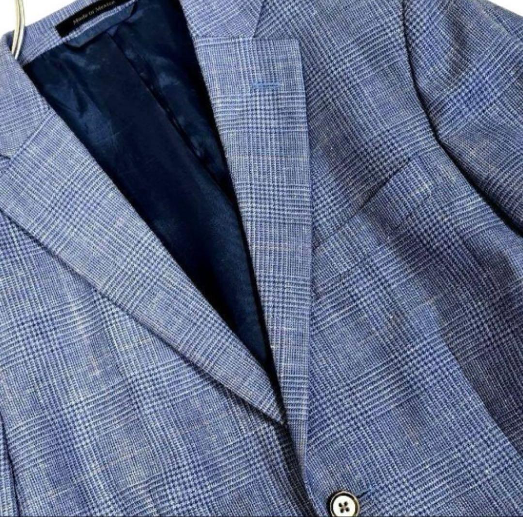 Ralph Lauren/シルクx リネン／グレンチェック/テーラードジャケット