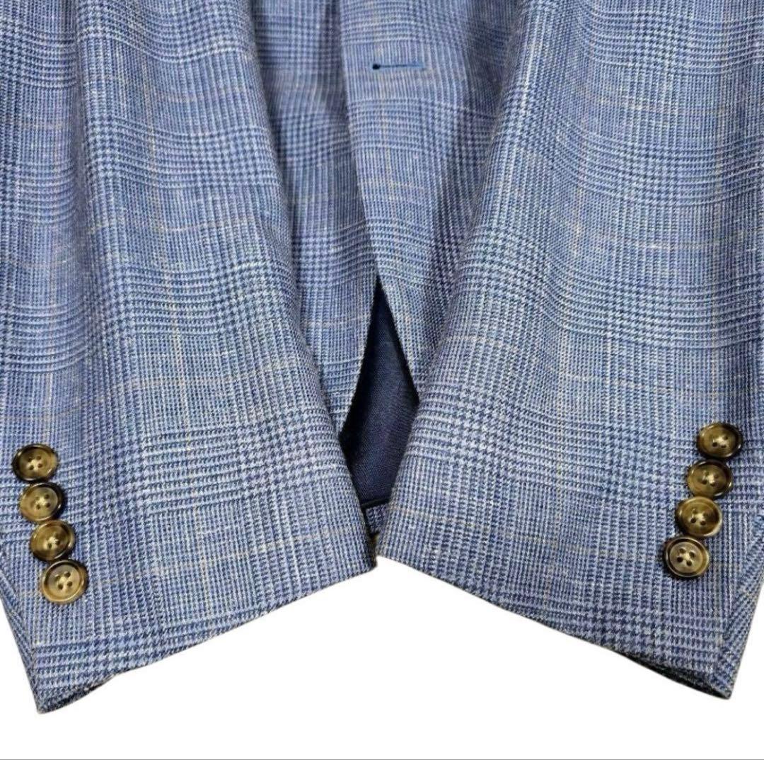 Ralph Lauren/シルクx リネン／グレンチェック/テーラードジャケット