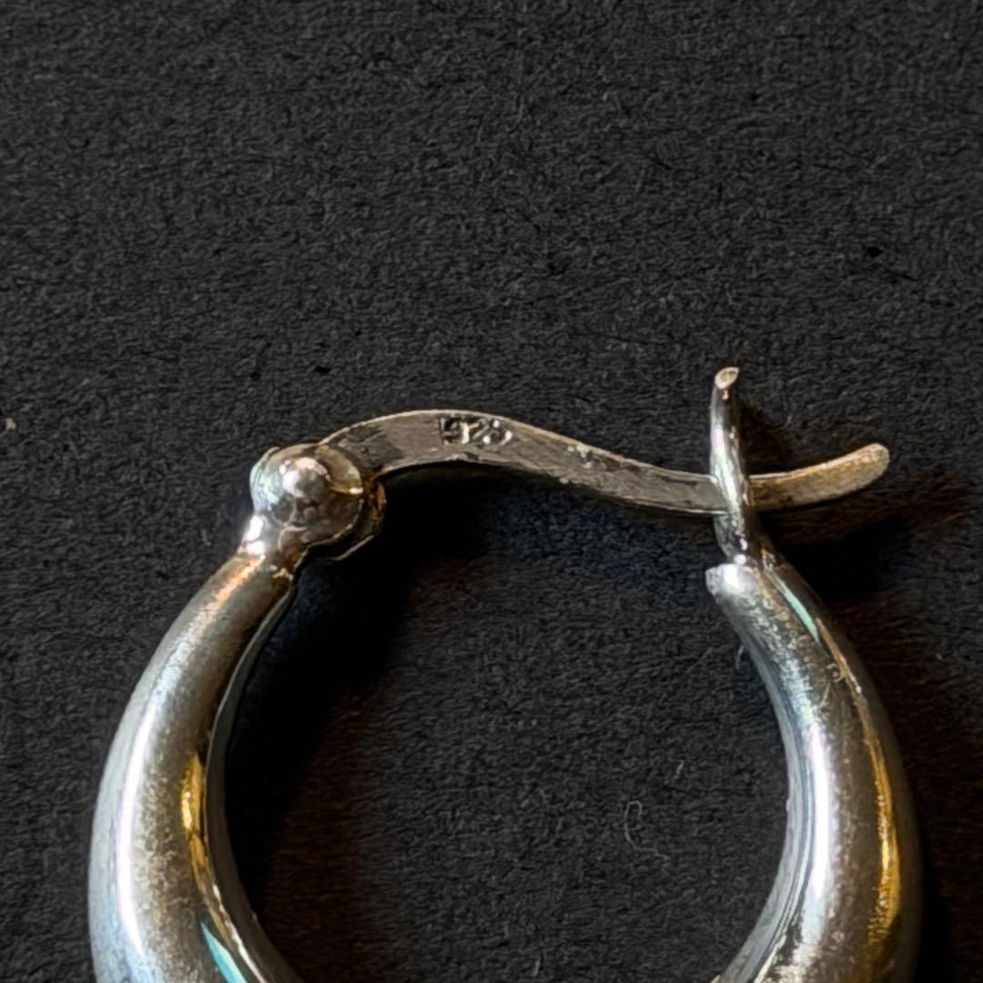 シルバー925 silver デザインフープピアス/軽研磨仕上げ/両耳