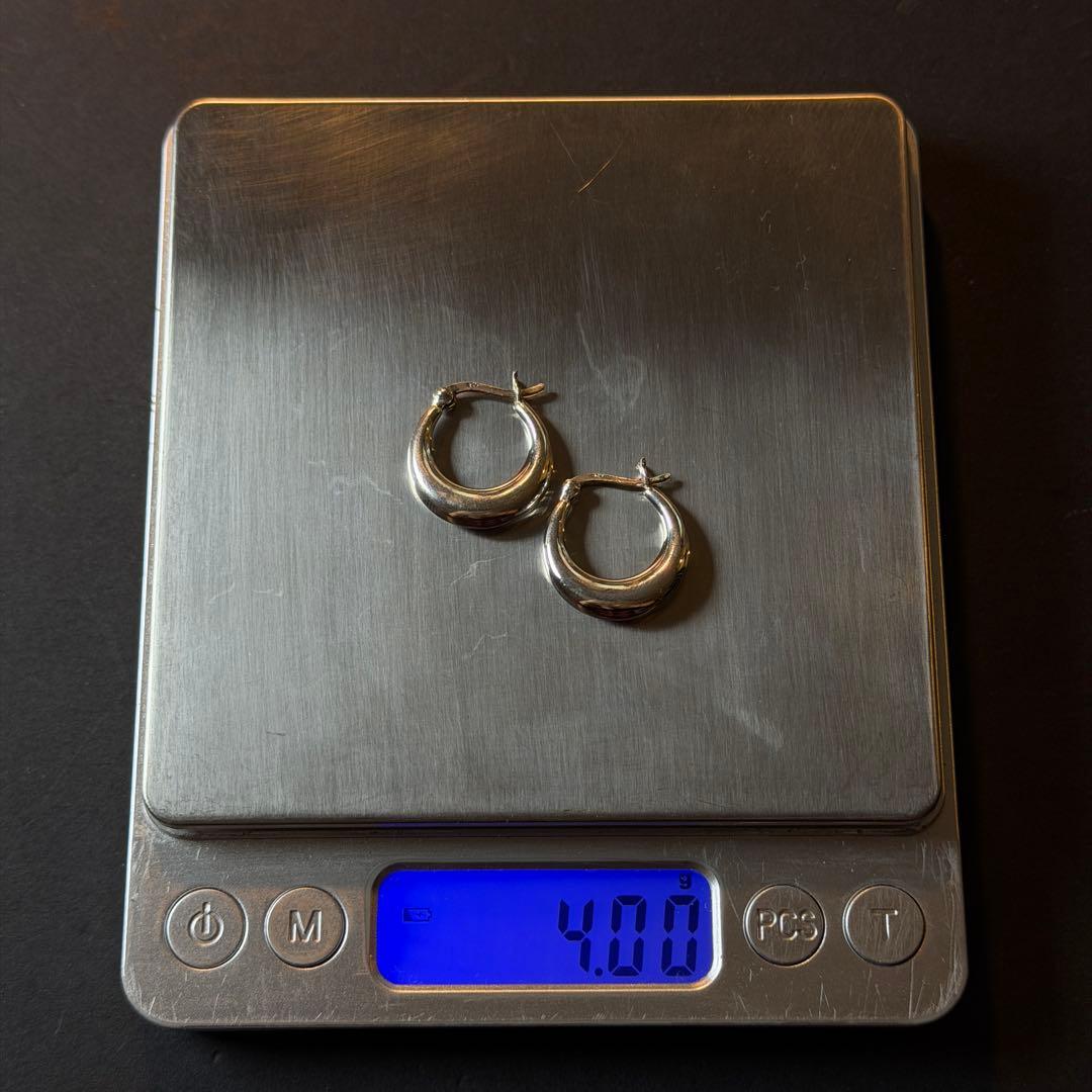 シルバー925 silver デザインフープピアス/軽研磨仕上げ/両耳