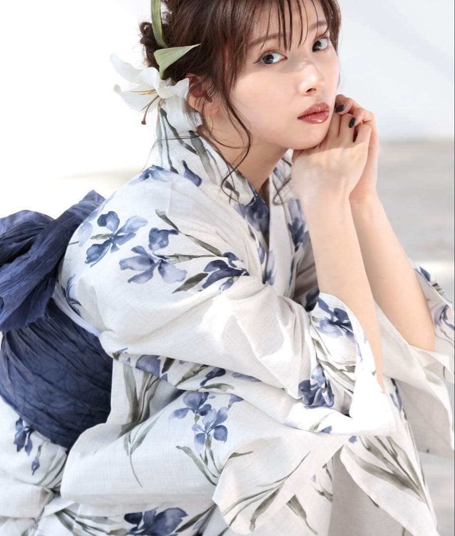 Dita 浴衣 京の水墨画水仙 セット 水色 即日発送可能