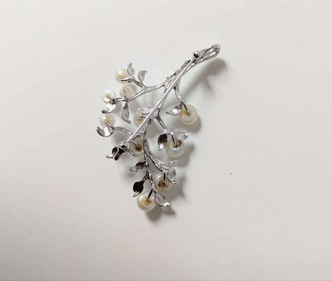 南洋真珠 ケシパール 4〜6㎜珠 シルバー製 ツリー リーフ ブローチ