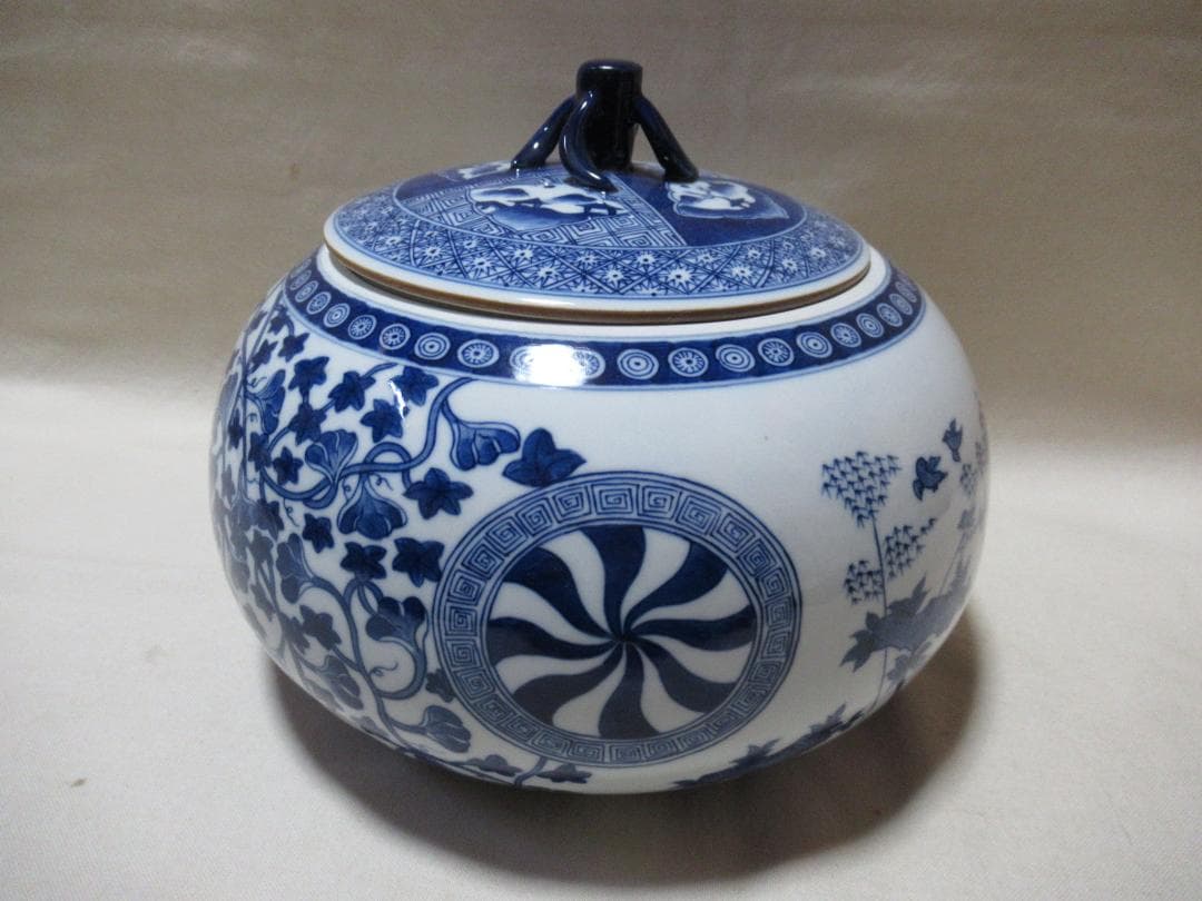 ちびまり専用　茶道具　祥瑞蜜柑丸文　水指　景徳鎮玉懐英造　共箱　変え蓋付