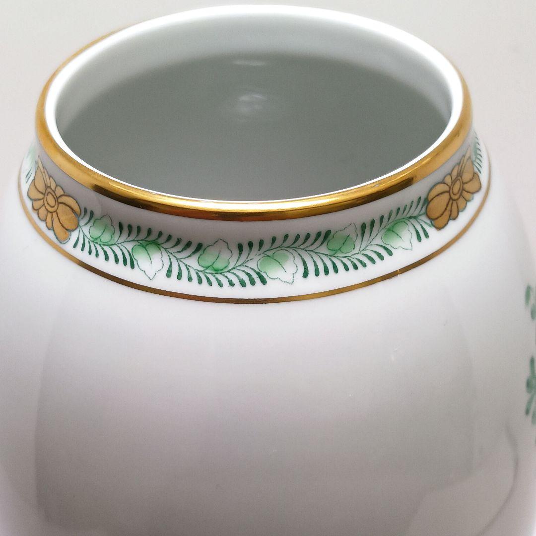 Y2880-4 ヘレンド アポニーグリーン フラワーベース 花瓶 高さ22.5㎝