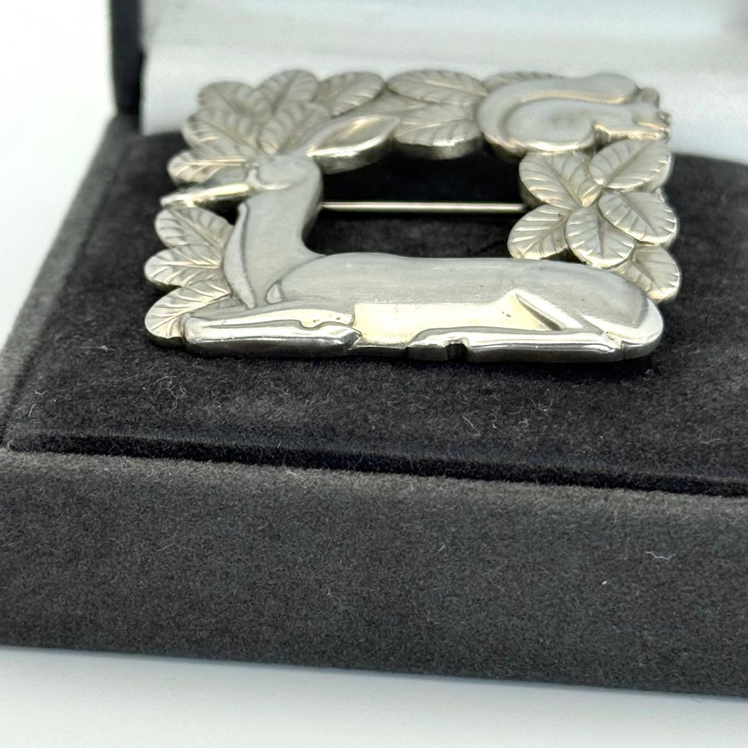 美品 希少 ジョージジェンセン 318 ブローチ 鹿とリス アンティーク