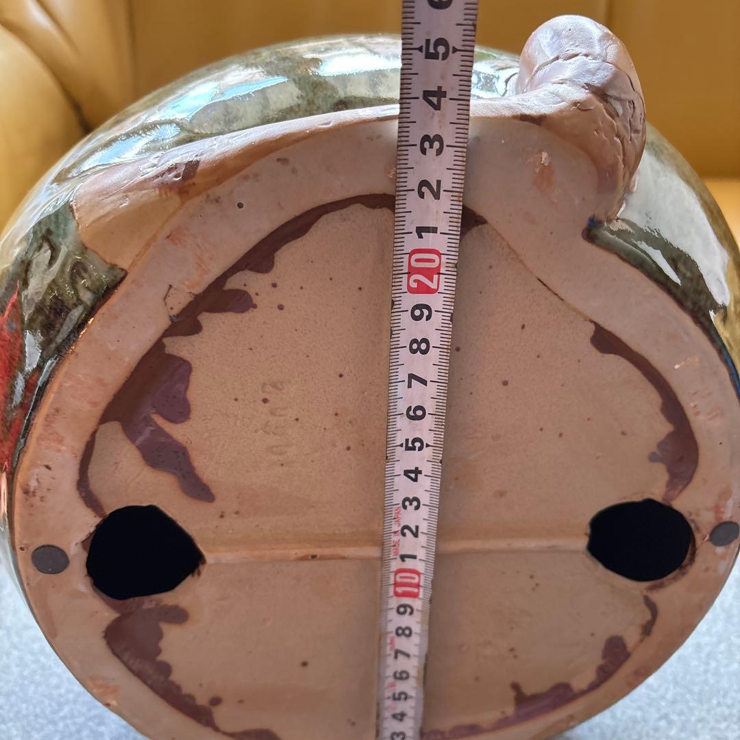 笑顔の可愛い大きな陶器の猫の置物 27×27cm