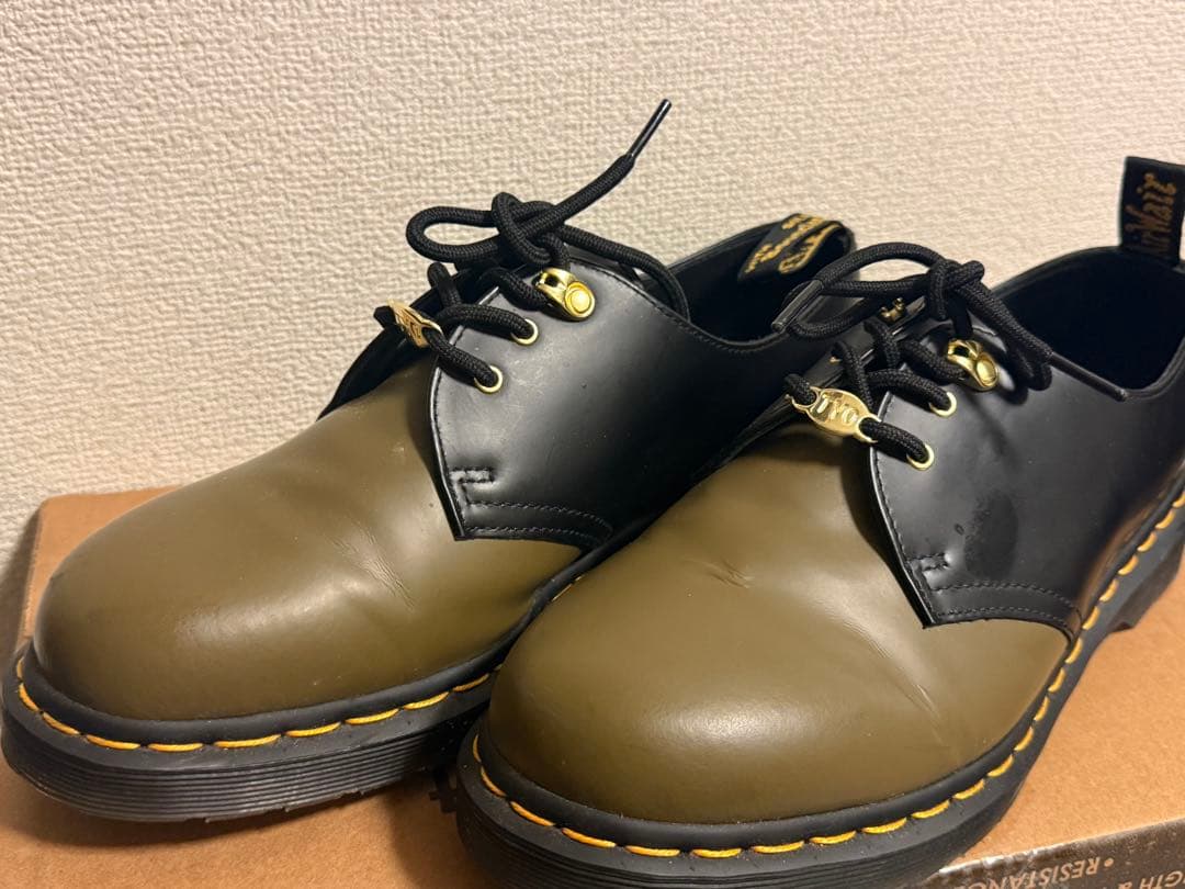 ドクターマーチン1461 DM TYO オリーブ + ブラック スムース UK9