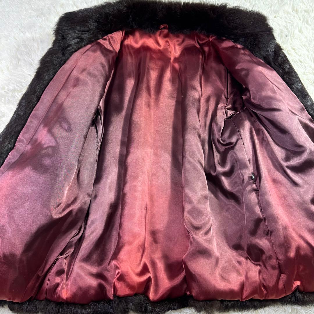 ミンク　リアルファーコート　ダークブラウン　大きいサイズ　艶　光沢　毛皮