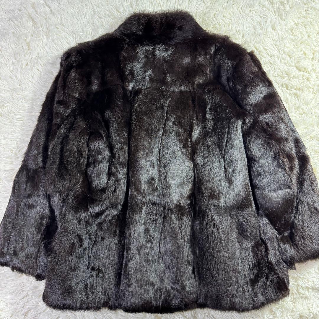 ミンク　リアルファーコート　ダークブラウン　大きいサイズ　艶　光沢　毛皮