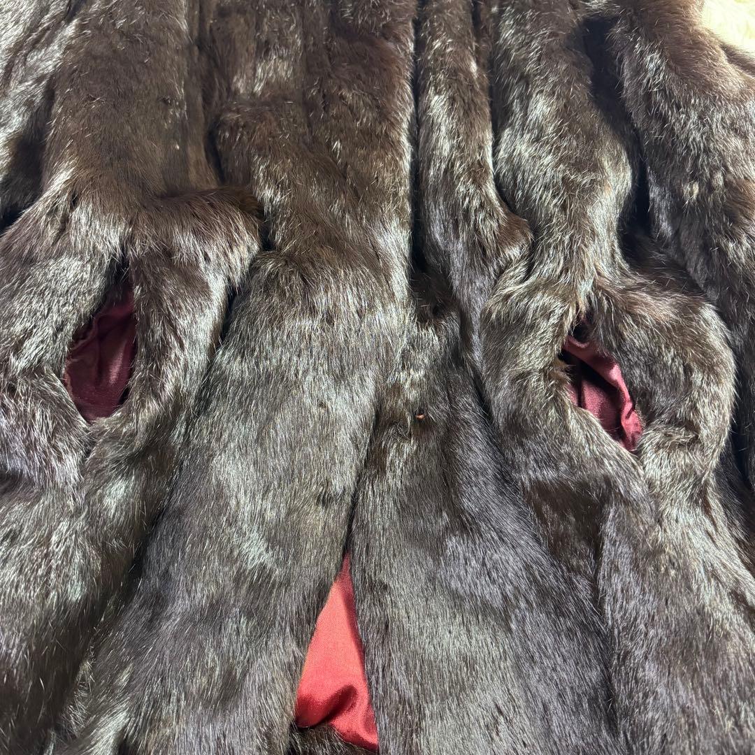 ミンク　リアルファーコート　ダークブラウン　大きいサイズ　艶　光沢　毛皮