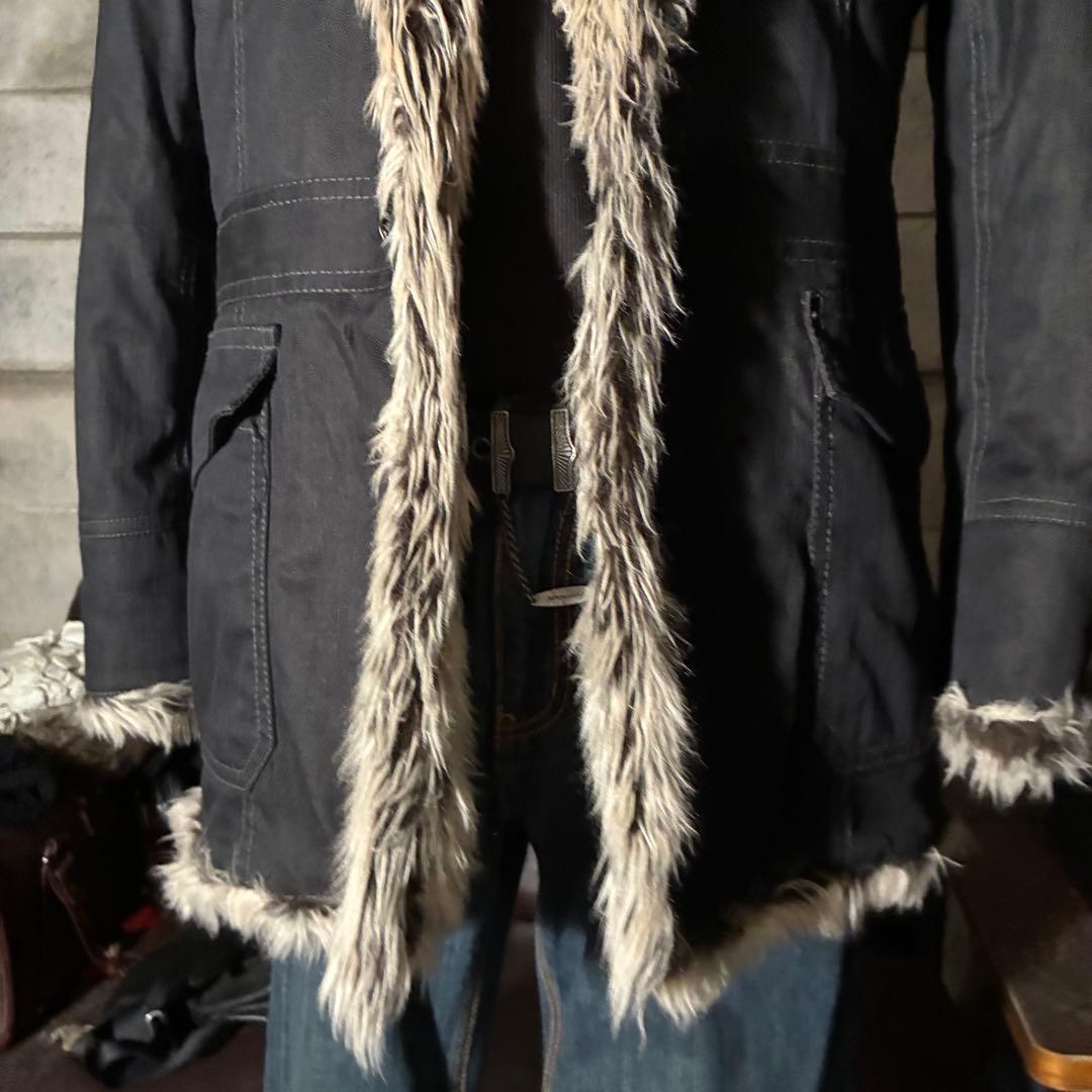 平成　お兄系　ダークコア　グランジ　opium ファー付きコート　ギャル男