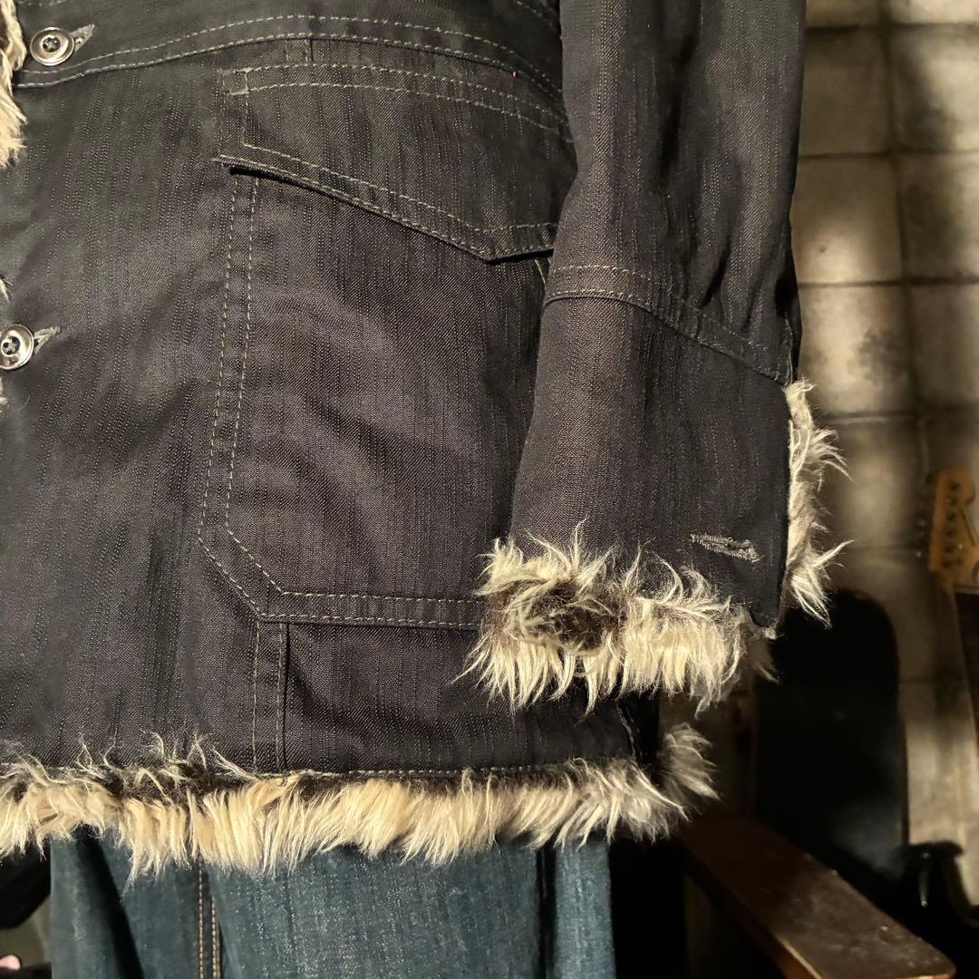 平成　お兄系　ダークコア　グランジ　opium ファー付きコート　ギャル男