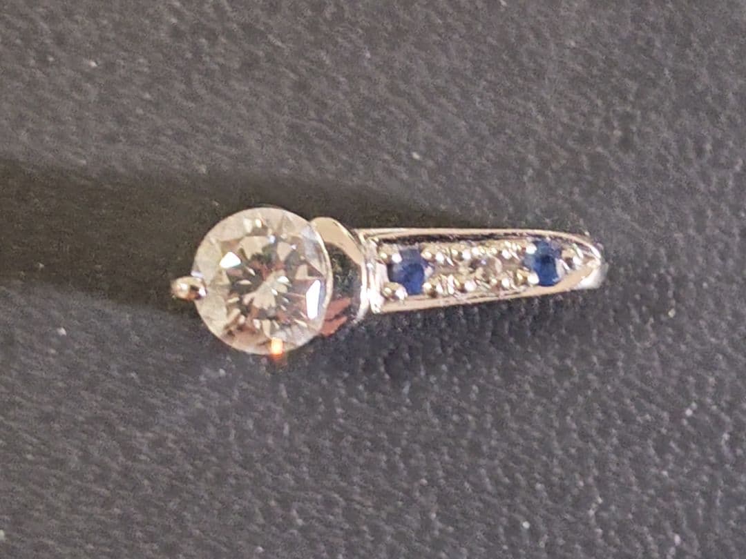 Pt900 一粒ダイヤモンド サファイア ペンダントトップ、Pt850ネックレス