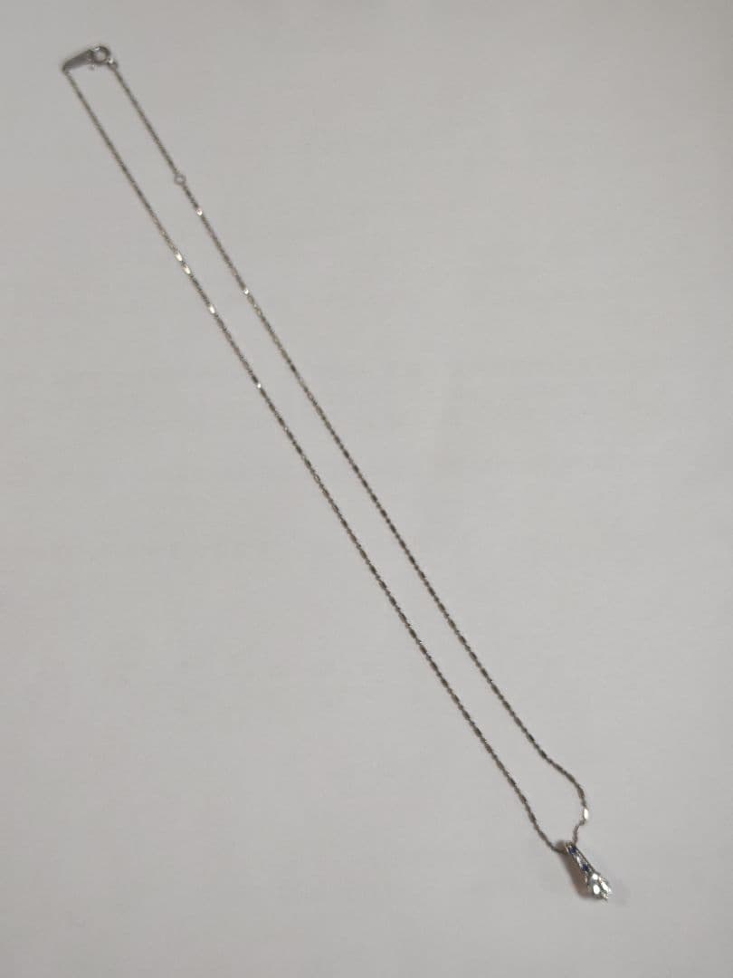 Pt900 一粒ダイヤモンド サファイア ペンダントトップ、Pt850ネックレス