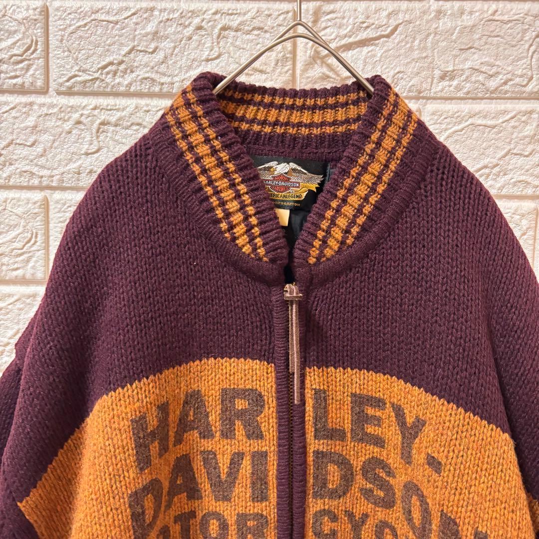 ハーレーダビッドソン ウールニット カウチンニット ニットブルゾン ヴィンテージ