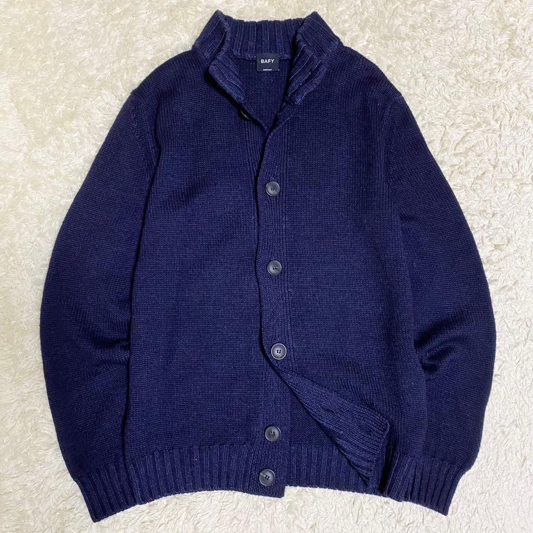 美品✨ BAFY ドライバーズニット イタリア製 スタンドカラー ネイビー 46