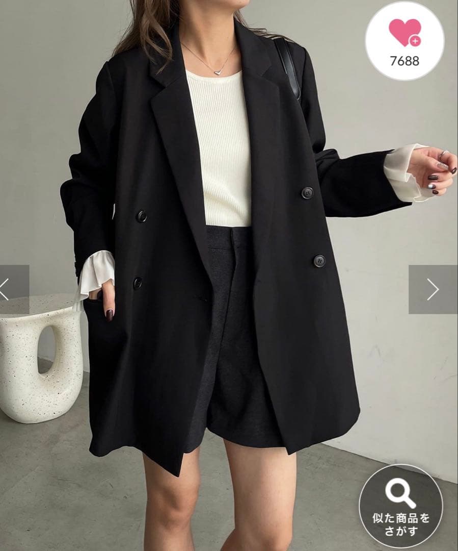 美品　カプリシューレマージュ　Ｗテーラージャケット　ブラック