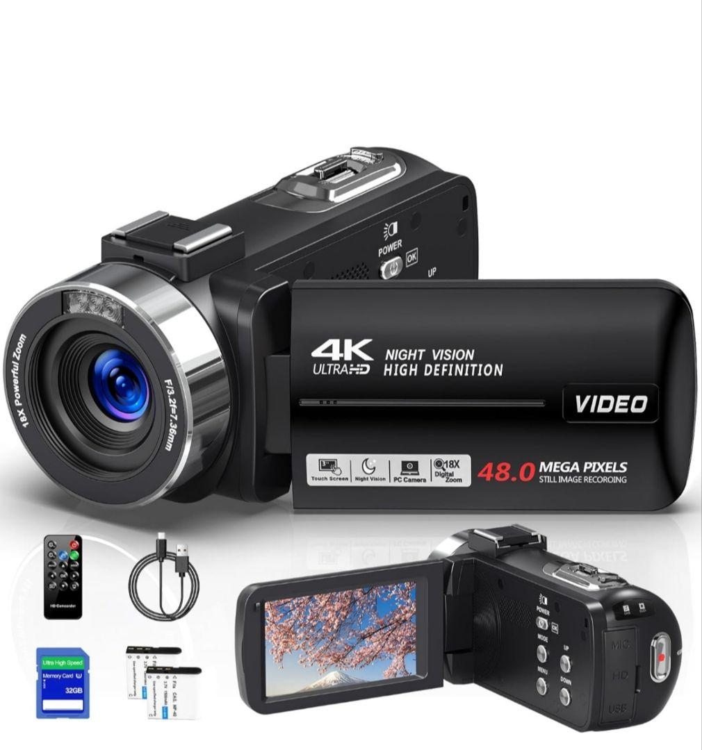 ビデオカメラ 4K録画 4800万画素 3.0インチIPS タッチスクリーン⑥