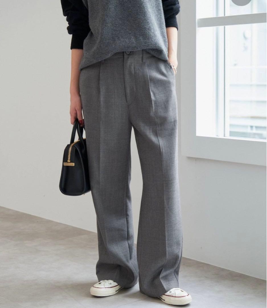 【美品】Spick and Span ハイブリッドダブルクロスワンタックパンツ