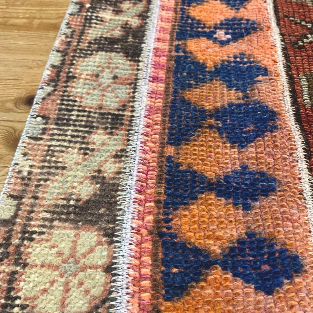 60×90 ボルドー　ピンク　メダリオン トルコヴィンテージラグ　パッチワーク