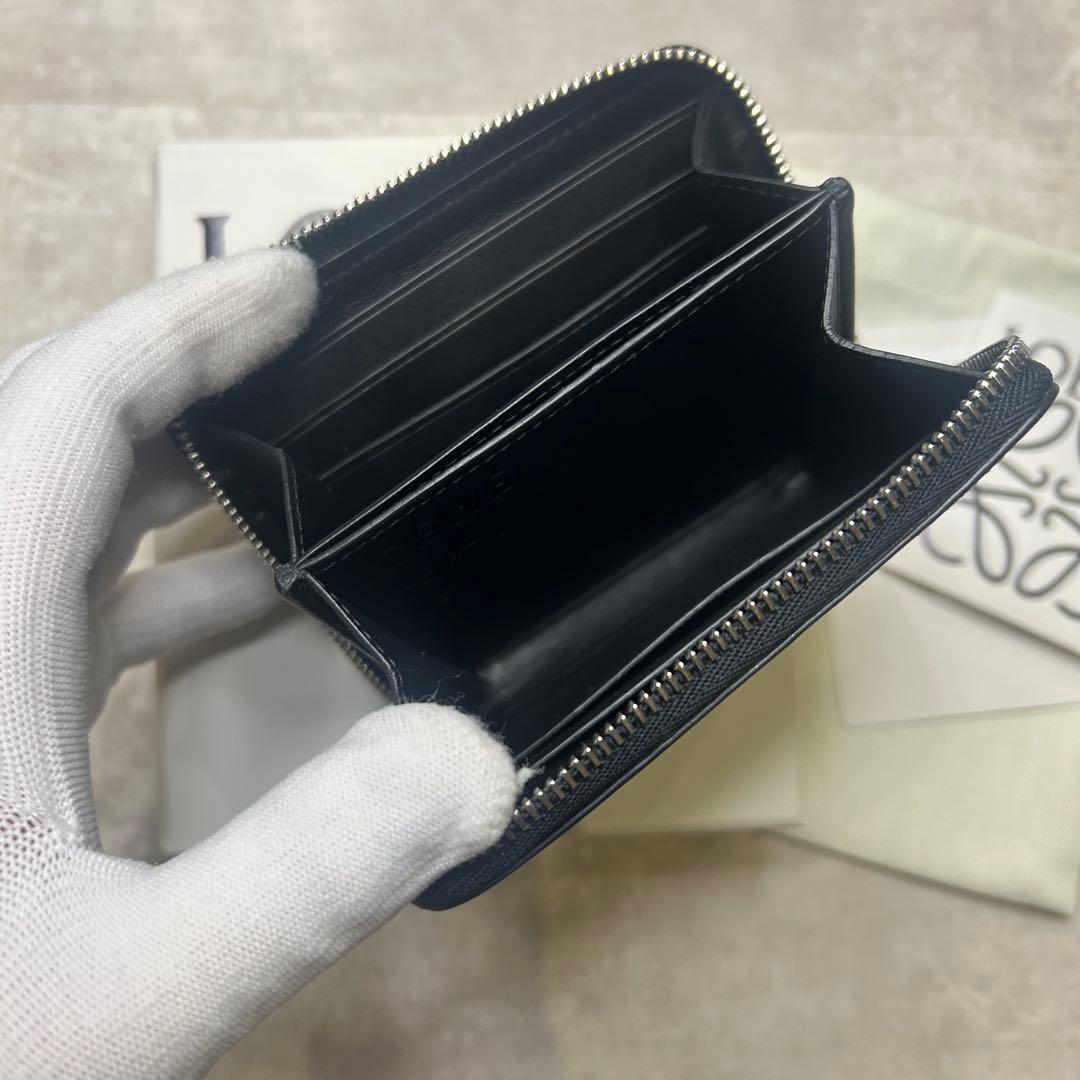 新品同様☆大人気 ロエベ アナグラム ネイビー レザー 財布 男女兼用