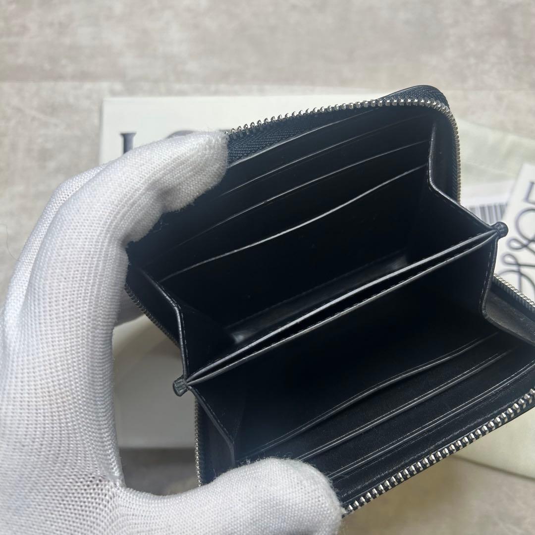 新品同様☆大人気 ロエベ アナグラム ネイビー レザー 財布 男女兼用